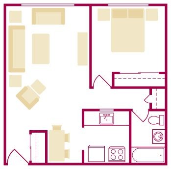 One Bedroom - With Extra Closet Image